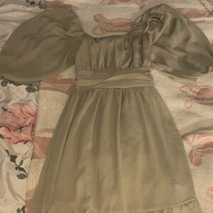 Elegant Olive Green Off-Shoulder Dress